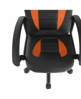 Kancelárske kreslá Kancelárske kreslo, ekokoža čierna/oranžová, MADAN NEW