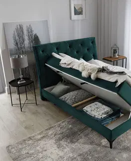 Postele NABBI Lazio 140 čalúnená manželská posteľ s úložným priestorom sivá