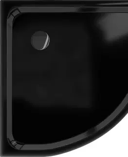 Vane MEXEN/S - Flat sprchová vanička štvrťkruhová slim 80 x 80, černá + čierny sifón 41708080B