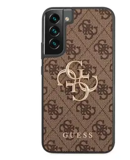 Puzdrá na mobilné telefóny Puzdro Guess PU 4G Metal Logo pre Samsung Galaxy S23, hnedé 57983112872