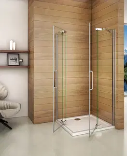 Sprchovacie kúty H K - Štvorcový sprchovací kút AIRLINE R101, 100x100, s dvomi jednokrídlovými dverami s pevnou stenou, rohový vstup vrátane sprchovej vaničky z liateho mramoru SE-AIRLINER101 / THOR-100sq
