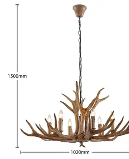 Závesné svietidlá Lindby Lindby Tejask závesná lampa, parožie 6-pl., 102 cm