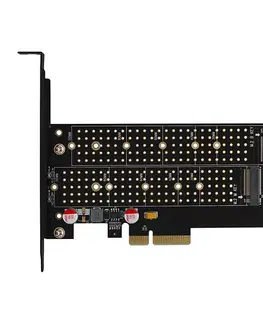 Výmenné kity a boxy AXAGON PCEM2-DC PCI-E 3.0 4x - DUAL M.2 SSD (NVMe + SATA), dual voltage, up to 110mm SSD, fan + heatsink AXAGON PCEM2-DC PCEM2-DC