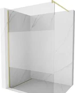 Sprchové dvere MEXEN/S - KiotoSprchová zástena WALK-IN 100 x 200, transparent/dekor 8 mm, zlatá kartáčovaná 800-100-101-55-35