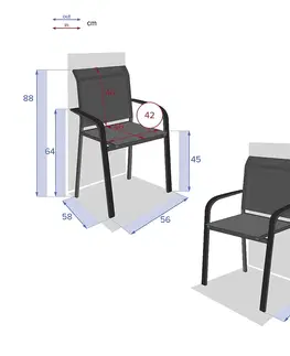 Záhradné stoličky a kreslá DEOKORK Hliníkové kreslo s textíliou LIVORNO (antracit)