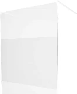 Sprchové dvere MEXEN/S - KIOTO samostatne stojaca sprchová zástena 100 x 200 cm, transparent/dekor 8 mm, biela 800-100-002-20-35