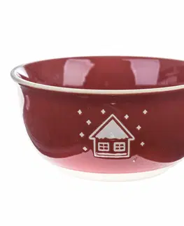 Misy a misky Vianočná keramická miska Snowy cottage červená, 450 ml