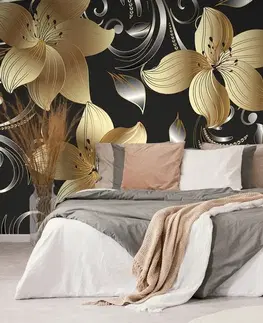 Tapety kvety Tapeta luxusná zlatá ľalia