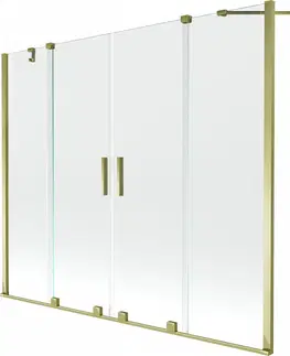 Sprchové dvere MEXEN/S - Velar Duo vaňová zástena posuvná 190 x 150 cm, transparent, zlatá 896-190-000-02-50