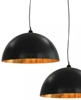 Osvetlenie Závesná lampa 2 ks čierna / zlatá Dekorhome 50 cm