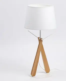 Stolové lampy Aluminor Stolová lampa Zazou LT biela/svetlé drevo