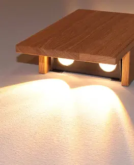Nástenné svietidlá FISCHER & HONSEL LED svietidlo Shine-Wood dub 4 x LED 15 x 25 cm