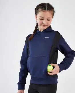bedminton Detská tenisová mikina s kapucňou Dry modrá