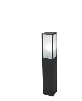 Vonkajsie osvetlenie Inteligentné stojace vonkajšie svietidlo čierne s rebrovaným sklom 80 cm vrátane WiFi A60 - Charlois