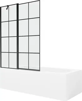 Sprchové dvere MEXEN/S - Vega obdĺžniková vaňa 180 x 80 cm s panelom + vaňová zástena 120 cm, čierna vzor 550118080X9412117077