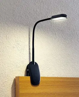 Stolové lampy s klipom PRIOS Prios Najari upínacia LED lampa, čierna