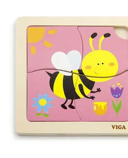 Drevené hračky VIGA - Drevené puzzle pre najmenších Viga 4 ks Včielka