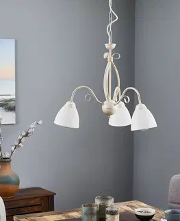 Závesné svietidlá Lamkur Závesná lampa Adoro, 3-plameňová, biela