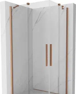 Sprchovacie kúty MEXEN/S - Velar Duo štvorcový sprchovací kút 90 x 80, transparent, meď kartáčovaná 871-090-080-02-65