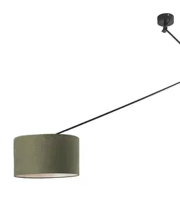 Zavesne lampy Závesná lampa čierna s tienidlom 35 cm zelená nastaviteľná - Blitz I.
