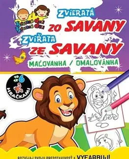 Nalepovačky, vystrihovačky, skladačky Zvieratá zo Savany / Zvířata ze Savany - Maľovanka / Omalovánka