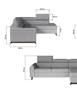 Sedacie súpravy NABBI Korense L rohová sedačka s rozkladom a úložným priestorom mentolová (Solar 70)