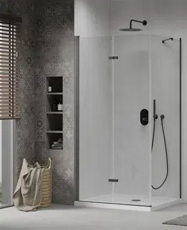 Vane MEXEN/S - Lima sprchovací kút 90x80, transparent, čierna + biela vanička so sifónom 856-090-080-70-00-4010B