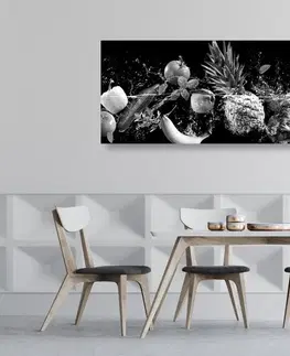 Čiernobiele obrazy Obraz organické ovocie a zelenina v čiernobielom prevedení