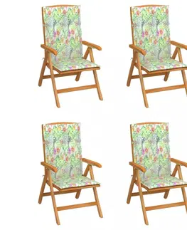 Zahradné stoličky Záhradná stolička 4 ks teak / látka Dekorhome Béžová