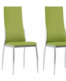 Jedálenské stoličky a kreslá Jedálenská stolička 2 ks umelá koža Dekorhome Zelená