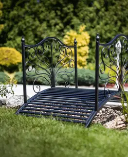 Kvetináče a truhlíky Dekoratívny záhradný mostík, čierny kov, FRIEDL