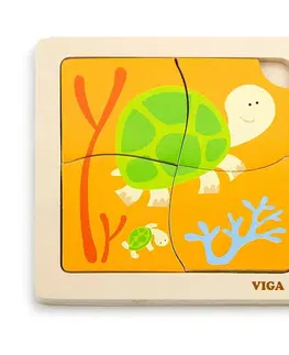 Drevené hračky VIGA - Drevené puzzle pre najmenších Viga 4 ks Želvička