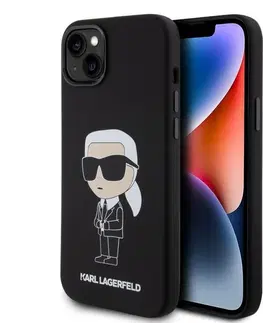 Puzdrá na mobilné telefóny Zadný kryt Karl Lagerfeld Liquid Silicone Ikonik NFT pre Apple iPhone 15, čierne 57983116789