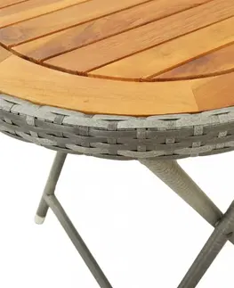 Záhradné stoly Záhradný čajový stolík polyratan Dekorhome Čierna / sivá