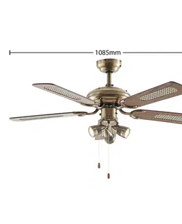 Stropné ventilátory so svetlom Lucande Lucande Anariki stropný ventilátor mosadz/dub