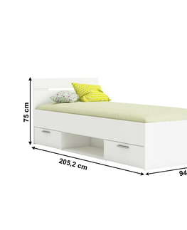Postele KONDELA Michigan New 90 jednolôžková posteľ s úložným priestorom biela