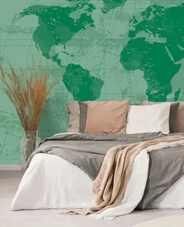 Samolepiace tapety Samolepiaca tapeta rustikálna mapa sveta v zelenej farbe