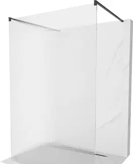 Sprchové dvere MEXEN/S - Kioto Sprchová zástena WALK-IN voľne stojaca 110 x 200, prúžky 8 mm, čierna 800-110-002-70-09
