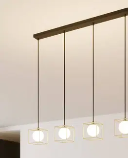 Závesné svietidlá Lindby Závesná lampa Aloam s klietkou a sklenené gule 4pl