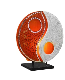 Stolové lampy Woru Lampa Ying Yang mozaikové sklo oranžová/biela
