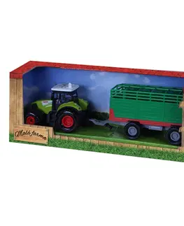 Hračky - dopravné stroje a traktory RAPPA - Traktor plastový so zvukom a svetlom s vlečkou na seno
