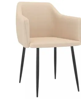 Jedálenské stoličky a kreslá Jedálenská stolička 2 ks látka / kov Dekorhome Krémová
