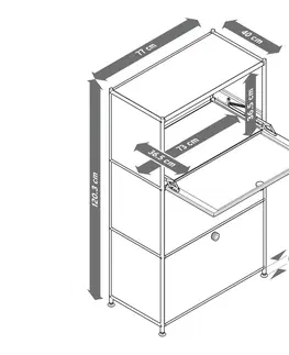 Dressers Kovová komoda  »CN3« s 3 výklopnými priečinkami