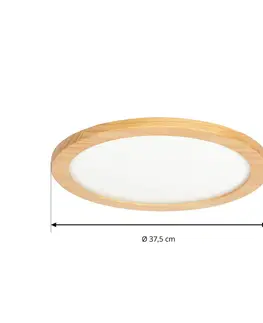 Stropné svietidlá Lucande Lucande Joren LED svetlo okrúhle drevo Ø 37,5 cm