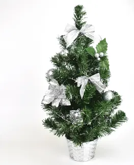Vianočné dekorácie Vianočný stromček zdobený, 50 cm, strieborná