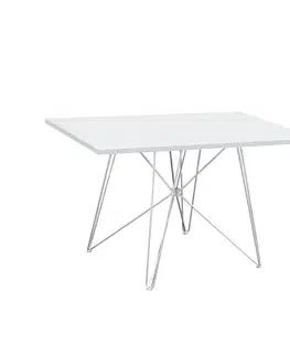 Jedálenské stoly KONDELA Artem jedálenský stôl biela / chróm