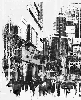 Samolepiace tapety Samolepiaca tapeta čiernobiela abstraktná panoráma mesta