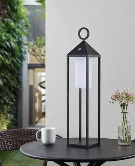 Vonkajšie osvetlenie terasy Lucande Lucande LED dobíjacia lampa Miluma, 64 cm, čierna, IP54, hliník