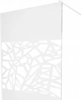 Sprchové dvere MEXEN/S - KIOTO Sprchová zástena WALK-IN 110 x 200 cm, transparent/biely vzor 8 mm, biela 800-110-101-20-85