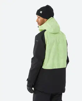 bundy a vesty Pánska bunda SNB 100 na snowboard zeleno-čierna